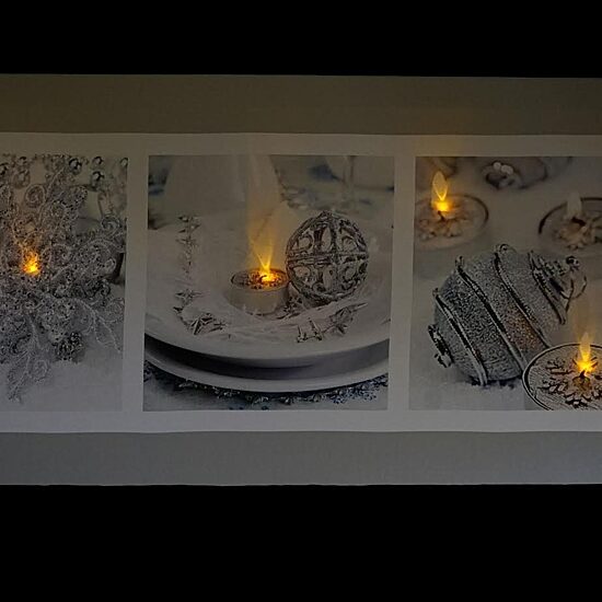 LED Lighted Shimmering Silver Splendor Christmas Canvas Wall Art 11.75" x 27.5"