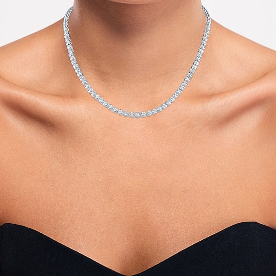 (G-H / Si2-I1) Womens Diamond 14K Gold 17 Inch Tennis Necklace