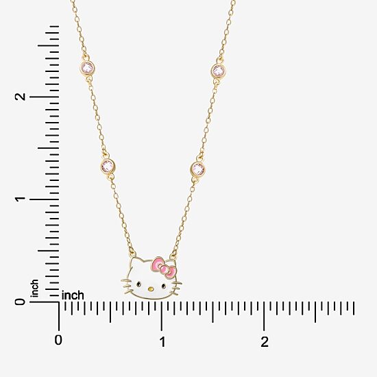Girls Pink Cubic Zirconia 18K Gold Over Silver 15 Inch Pendant Necklace