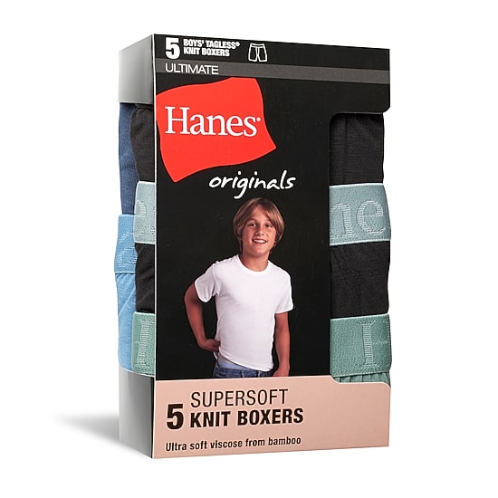 Hanes Originals Ultimate Little & Big Boys 5 Pack SuperSoft Knit Boxers