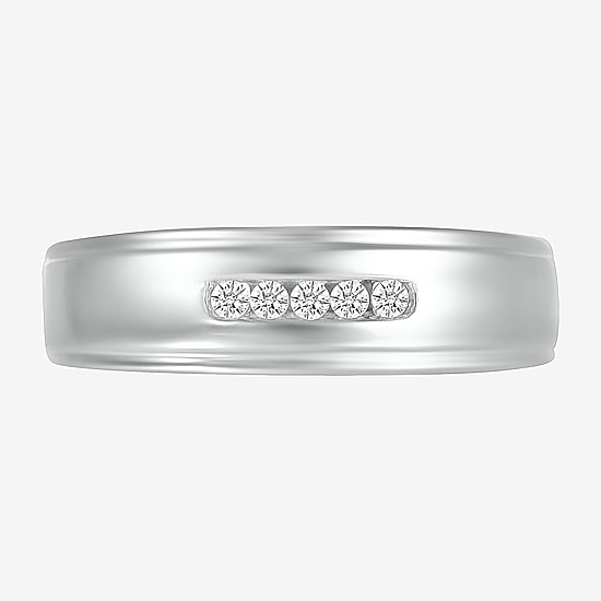 Mens 4.5MM 1/10 CT. T.W. Natural White Diamond 14K Gold Wedding Band