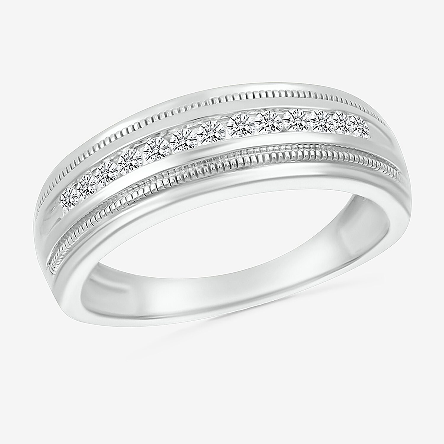 Mens 2.5MM 1/4 CT. T.W. Natural White Diamond 14K Gold Wedding Band