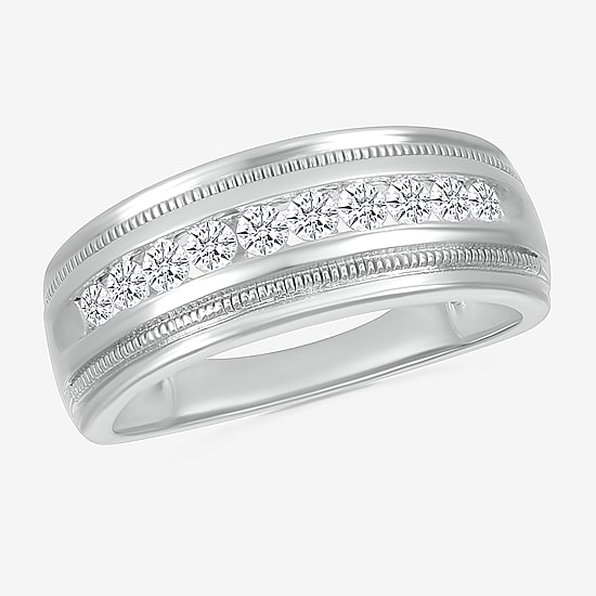 Mens 2.5MM 1/2 CT. T.W. Natural White Diamond 14K Gold Wedding Band