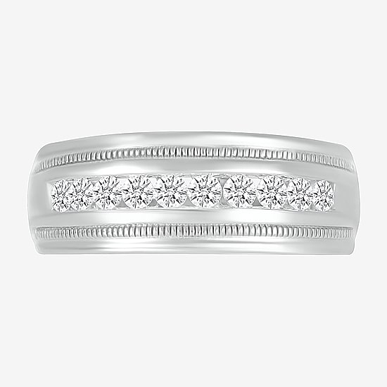 Mens 2.5MM 1/2 CT. T.W. Natural White Diamond 14K Gold Wedding Band