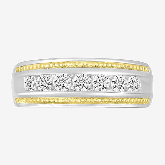Mens 2.5MM 1 CT. T.W. Natural White Diamond 14K Two Tone Gold Wedding Band
