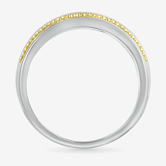 Mens 2.5MM 1 CT. T.W. Natural White Diamond 14K Two Tone Gold Wedding Band