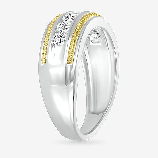 Mens 2.5MM 1 CT. T.W. Natural White Diamond 14K Two Tone Gold Wedding Band