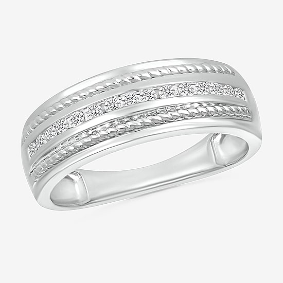 Mens 2.5MM 1/5 CT. Natural White Diamond 10K Gold Wedding Band