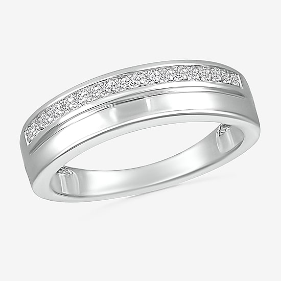 Mens 2.5MM 1/6 CT. T.W. Natural White Diamond 10K Gold Wedding Band