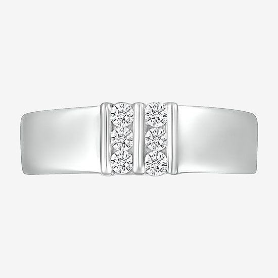 Mens 3.5MM 1/5 CT. Natural White Diamond 10K Gold Wedding Band