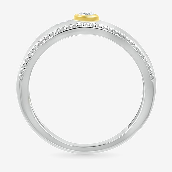 Mens 3MM 1/10 CT. T.W. Natural White Diamond 10K Two Tone Gold Wedding Band