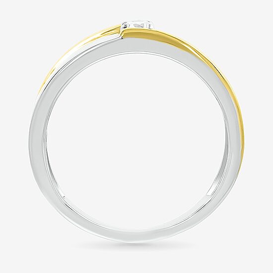 Mens 3MM 1/6 CT. T.W. Natural White Diamond 10K Two Tone Gold Wedding Band