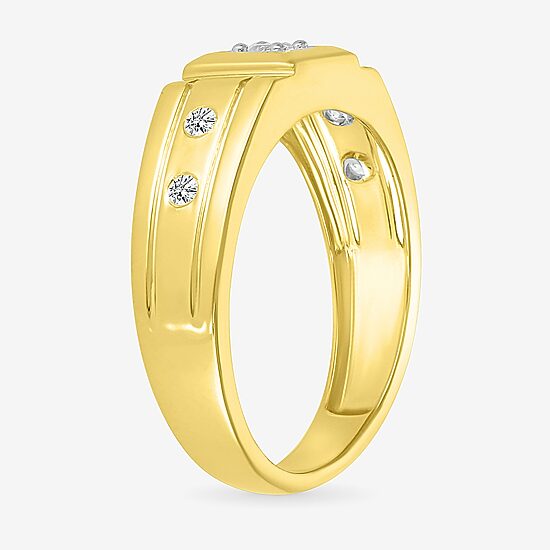 Mens 3.5MM 1/6 CT. T.W. Natural White Diamond 10K Gold Wedding Band
