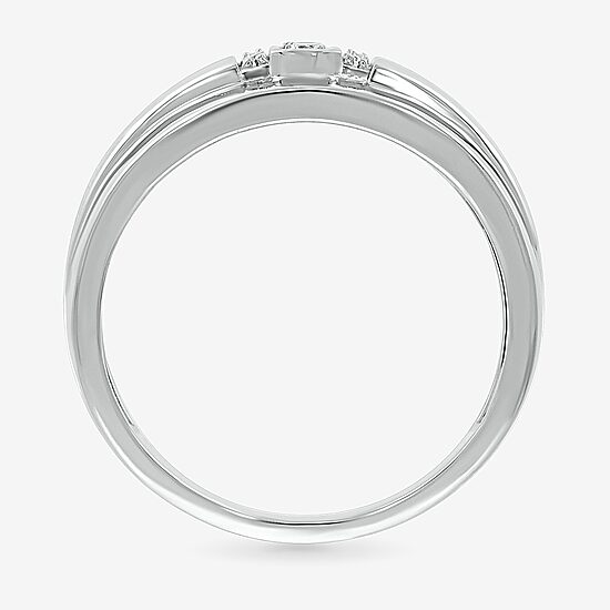 Mens 2MM 1/10 CT. T.W. Natural White Diamond 10K Gold Wedding Band
