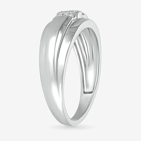 Mens 2MM 1/10 CT. T.W. Natural White Diamond 10K Gold Wedding Band
