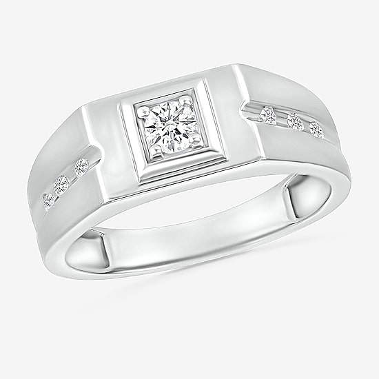 Mens 3MM 1/4 CT. T.W. Natural White Diamond 14K Gold Wedding Band