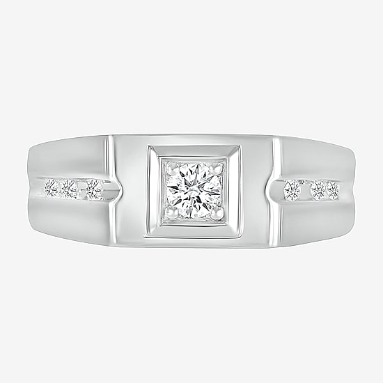 Mens 3MM 1/4 CT. T.W. Natural White Diamond 14K Gold Wedding Band