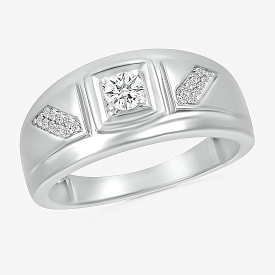 Mens 3MM 1/3 CT. T.W. Natural White Diamond 10K Gold Wedding Band