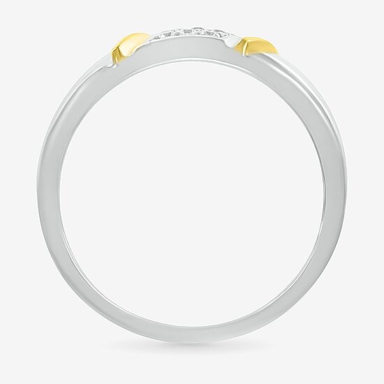 Mens 3MM 1/8 CT. T.W. Natural White Diamond 10K Two Tone Gold Wedding Band