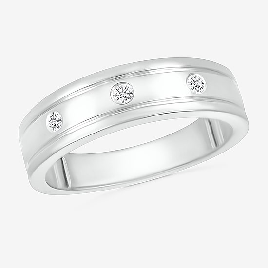 Mens 4MM 1/10 CT. T.W. Natural White Diamond 10K Gold Wedding Band