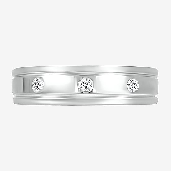 Mens 4MM 1/10 CT. T.W. Natural White Diamond 10K Gold Wedding Band