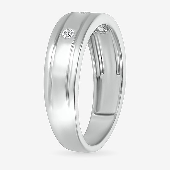 Mens 4MM 1/10 CT. T.W. Natural White Diamond 10K Gold Wedding Band