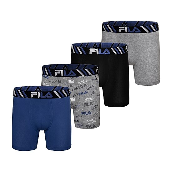 FILA Ultra Soft Stretch No Fly Mens 4 Pack Boxer Briefs Fm412bxcs16-001