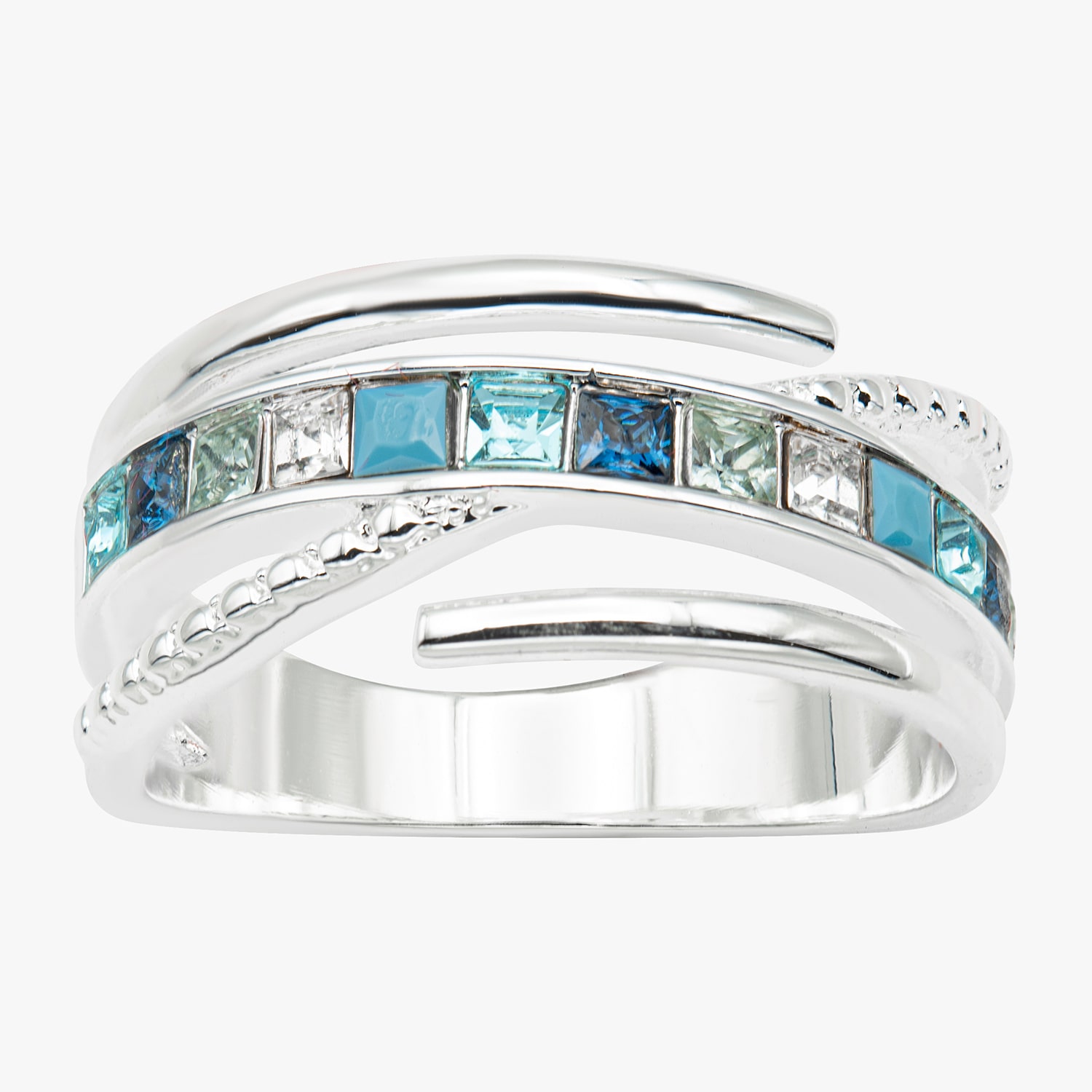 Sparkle Allure Orbital Womens 3.5MM Multi Color Crystal Pure Silver Over Brass Bypass  Crossover Band