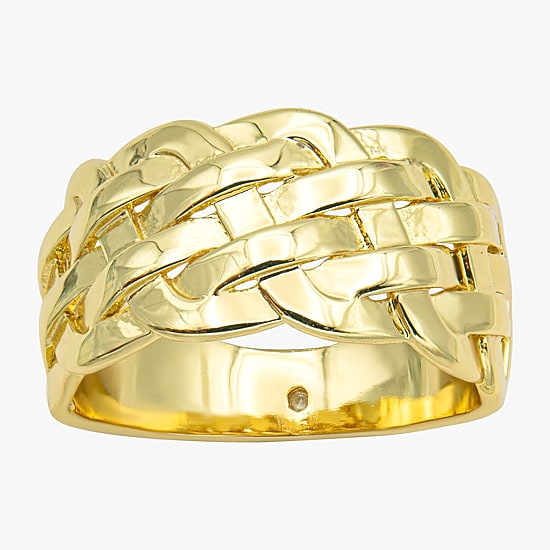 Sparkle Allure Woven Womens 5MM 14K Gold Over Brass Band