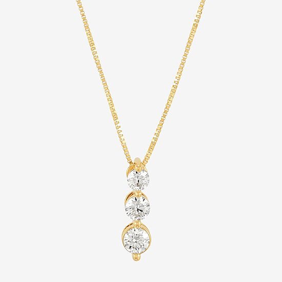 (H-I / Si2) Womens 1/3 CT. T.W. Lab Grown White Diamond 10K Gold 18 Inch Pendant Necklace
