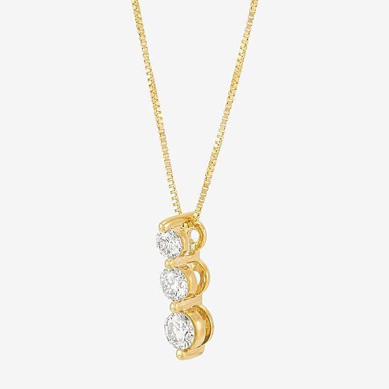 (H-I / Si2) Womens 1/3 CT. T.W. Lab Grown White Diamond 10K Gold 18 Inch Pendant Necklace