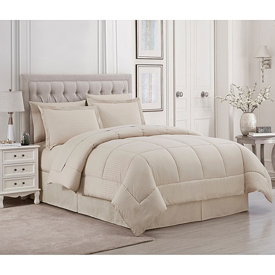 Sweet Home Collection™ Embossed Dobby Stripe Bed In A Bag All Season Complete Set