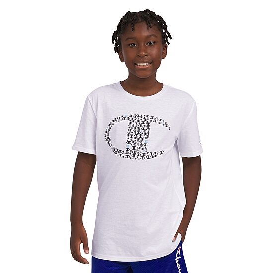 Champion Big Kid Boys Crew Neck Short Sleeve Classic Fit Graphic T-Shirt