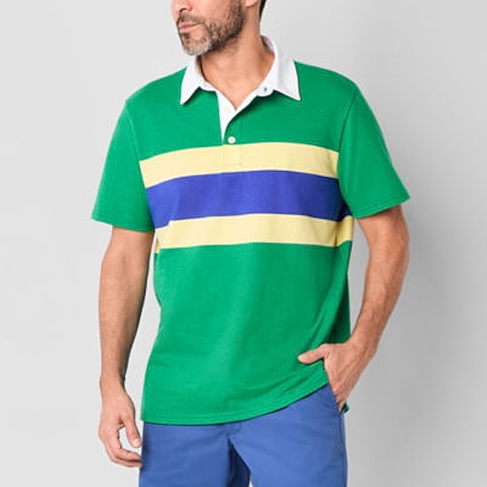 St. John's Bay Rugby Mens Classic Fit Short Sleeve Polo Shirt