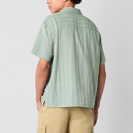 Arizona Mens Short Sleeve Striped Button-Down Shirt