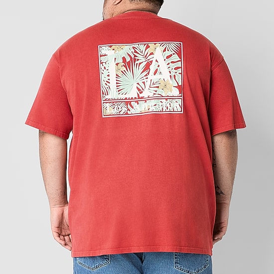 Arizona Mens Crew Neck Short Sleeve Regular Fit Big and Tall Graphic T-Shirt