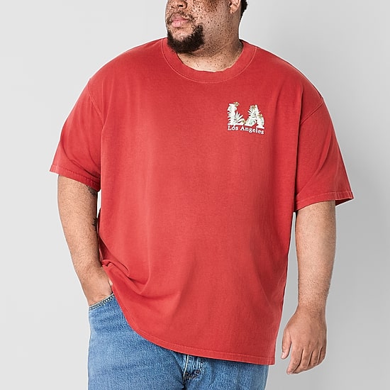 Arizona Mens Crew Neck Short Sleeve Regular Fit Big and Tall Graphic T-Shirt