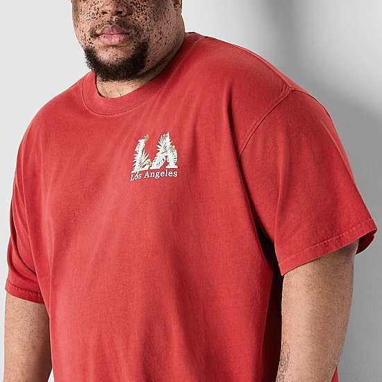 Arizona Mens Crew Neck Short Sleeve Regular Fit Big and Tall Graphic T-Shirt