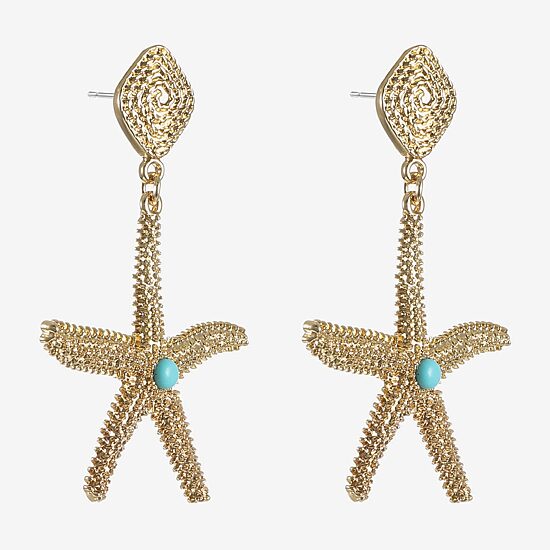 Bijoux Bar Womens Blue Glass Hypoallergenic Drop Earrings