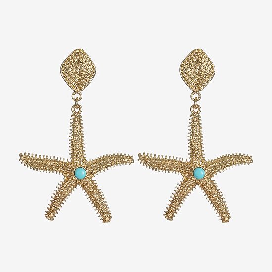 Bijoux Bar Womens Blue Glass Hypoallergenic Drop Earrings