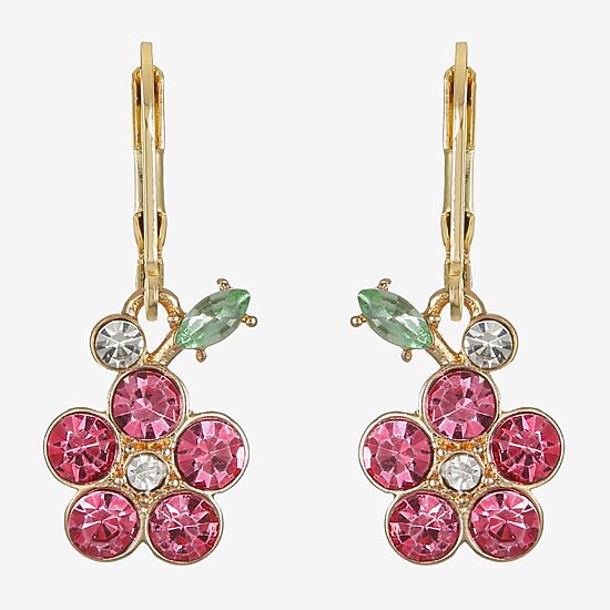 Monet Jewelry Womens Multi Color Glass Flower Drop Earrings