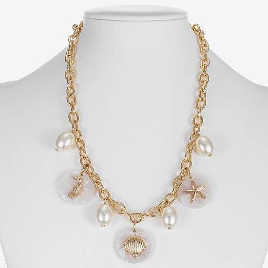 Liz Claiborne Starfish Shell Womens 17 Inch Collar Necklace