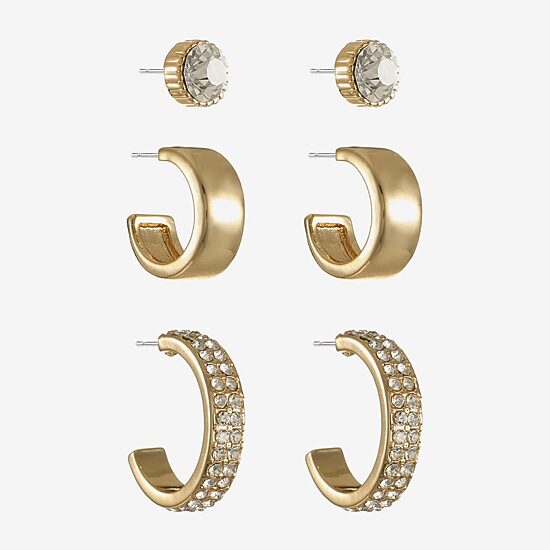 Monet Jewelry Womens Glass Hypoallergenic 3 Pair Earring Set