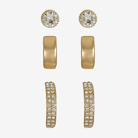 Monet Jewelry Womens Glass Hypoallergenic 3 Pair Earring Set