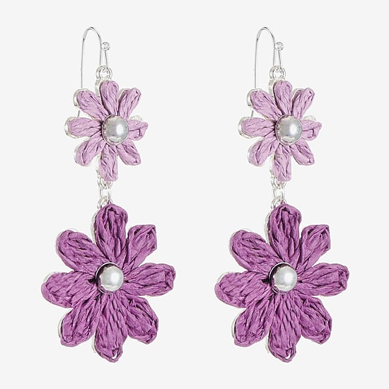 Liz Claiborne Womens Flower Drop Earrings