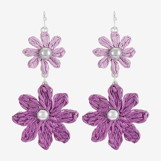 Liz Claiborne Womens Flower Drop Earrings