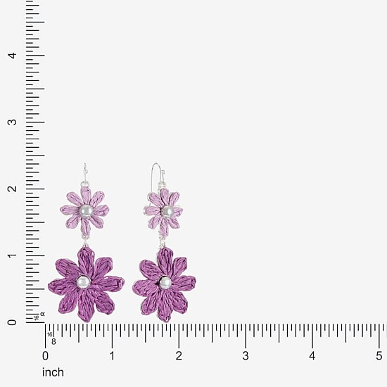 Liz Claiborne Womens Flower Drop Earrings