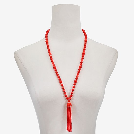 Liz Claiborne Tassel Womens 28 Inch Beaded Necklace