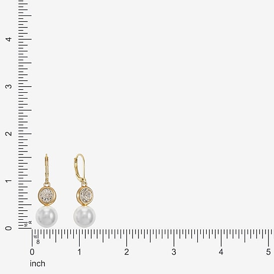Monet Jewelry Womens Glass Simulated Pearl Round Drop Earrings