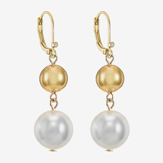 Monet Jewelry Womens Simulated Pearl Round Drop Earrings